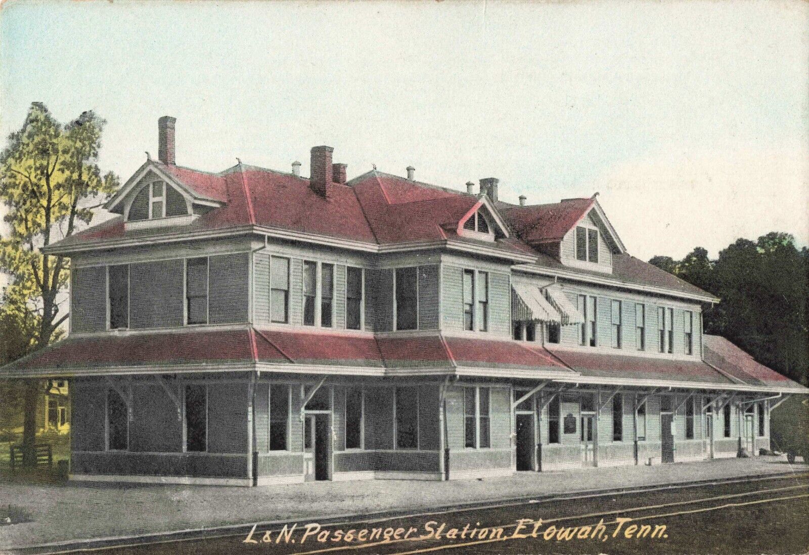 L & N Passenger Station Etowah Tennessee TN Railroad Depot c1910 Postcard