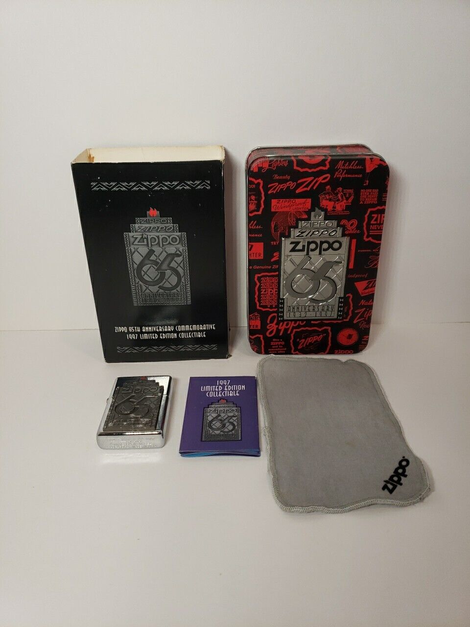 Zippo 1997 Lighter Limited Edition 65th Anniversary w/Collectible Tin & More 