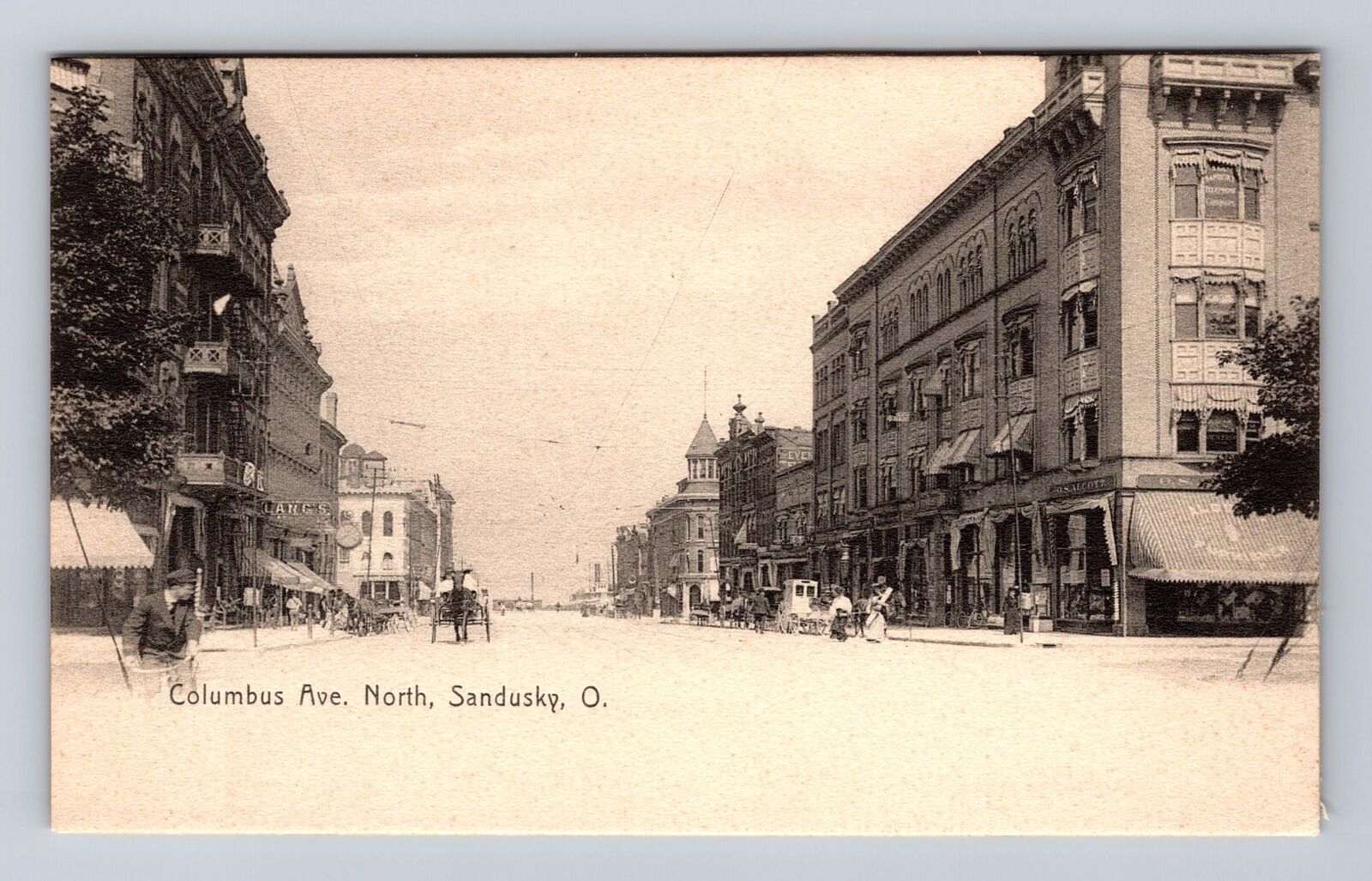 Sandusky OH-Ohio, Business District Columbus Avenue Antique Vintage Postcard