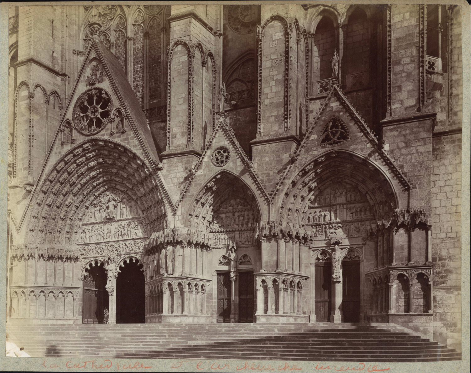France, Bourges, Saint-Étienne Cathedral, Vintage Albumen Print Tira Portals