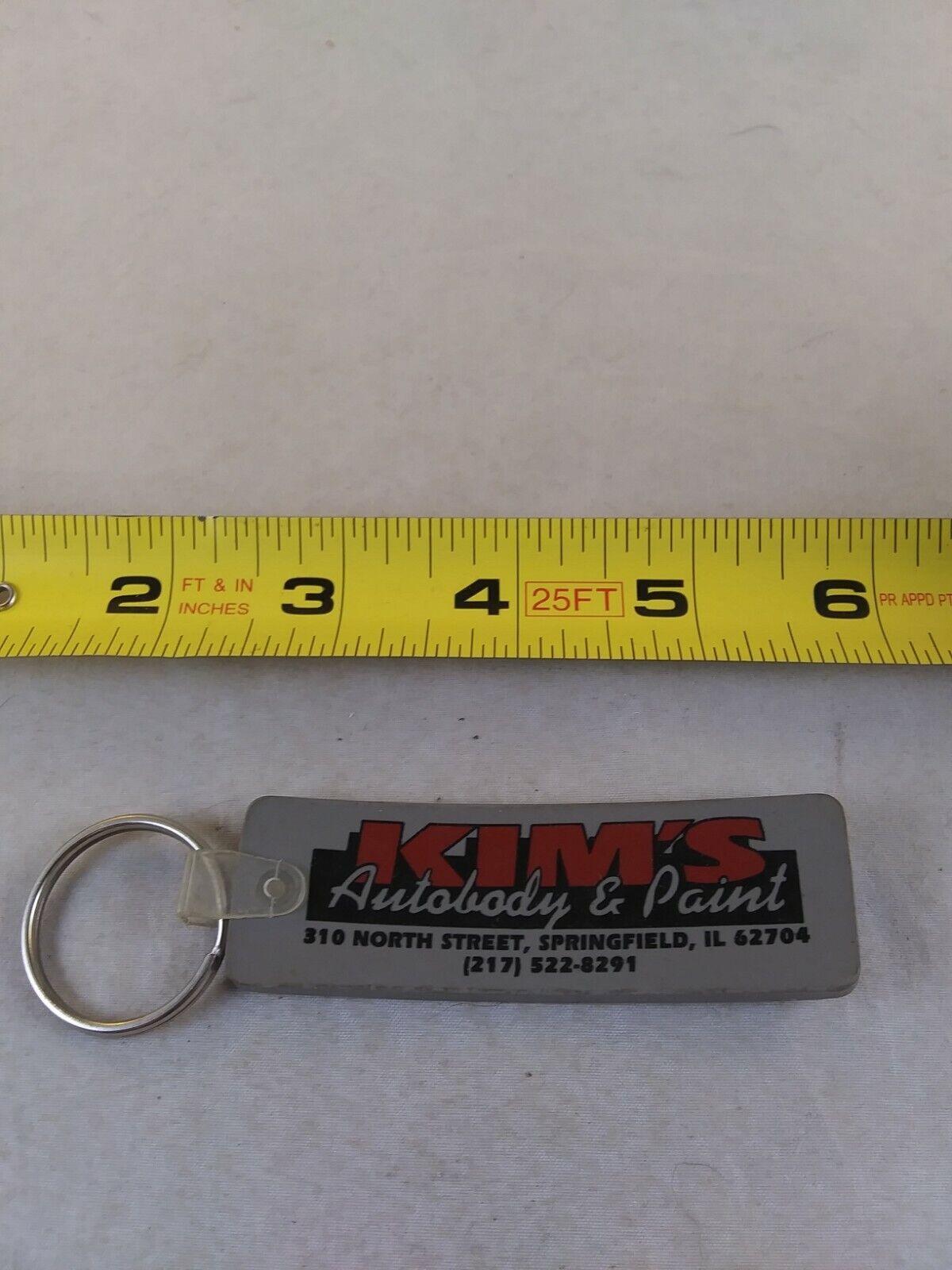 Vintage Kim's Autobody Springfield Keychain Key Ring Chain Fob Hangtag *EE22