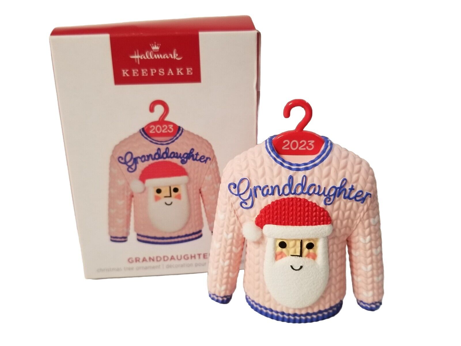 Hallmark 2023 Granddaughter Sweater Keepsake Christmas Ornament Santa