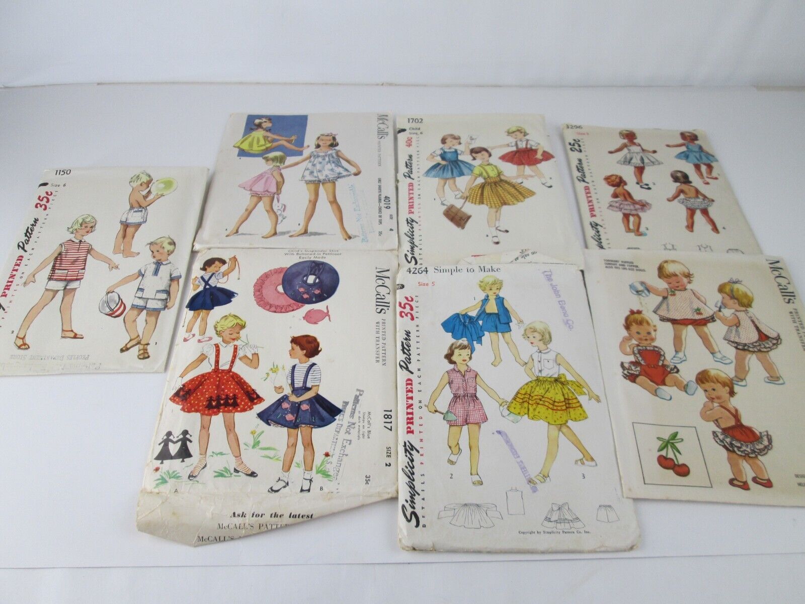 Lot of 7 VTG 1950 1960 1970\'s Sewing Patterns Child Sz Dress Ruffled Skirt Mixed