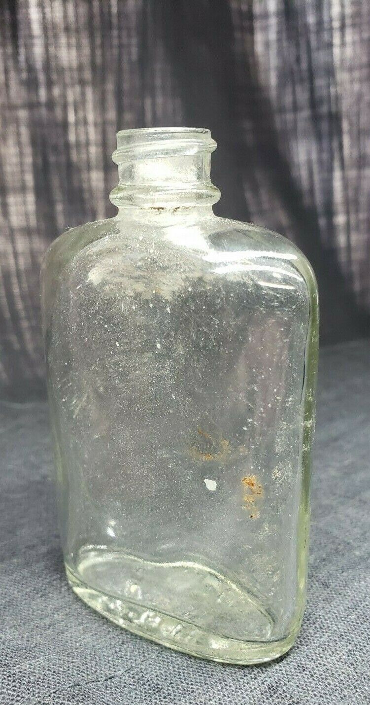 Antique HQZ Castile Soap Flask Aqua Glass Bottle c.1940 RARE