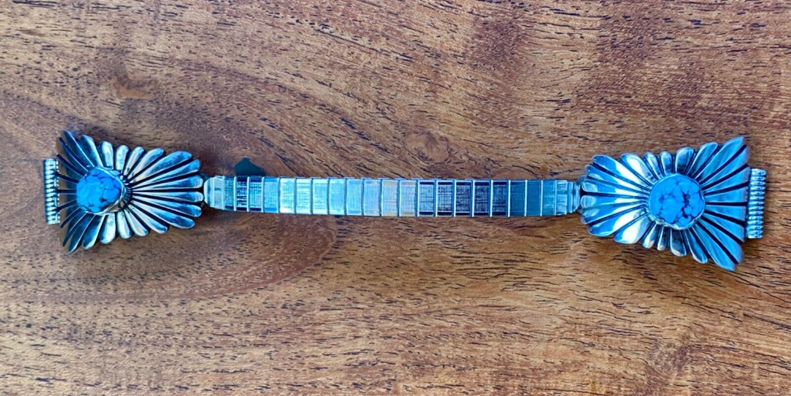 Vintage Navajo Native American Watch Band- Sterling Silver And Kingman Turquoise