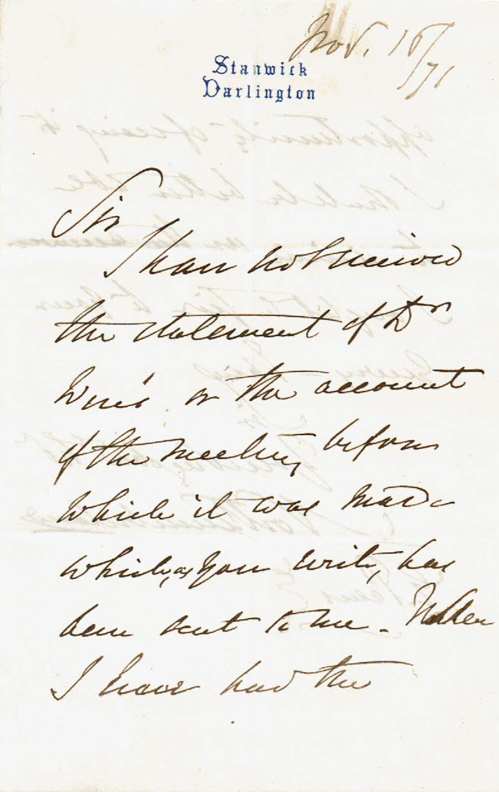 ALGERNON PERCY, 6TH DUKE OF NORTHUMBERLAND 1871 AUTOGRAPH LETTER 