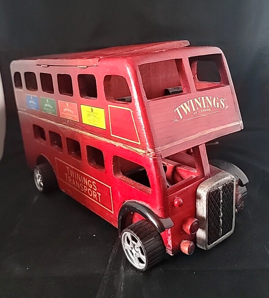 Vintage TWININGS TRANSPORT DOUBLE DECKER BUS WOOD TEA CADDY