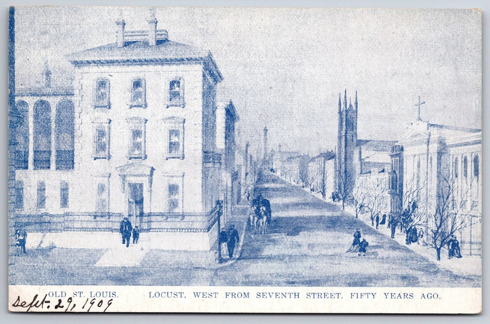 St Louis Missouri~Locust West @ 7th Street 50 Years Ago~1909 B&W Postcard