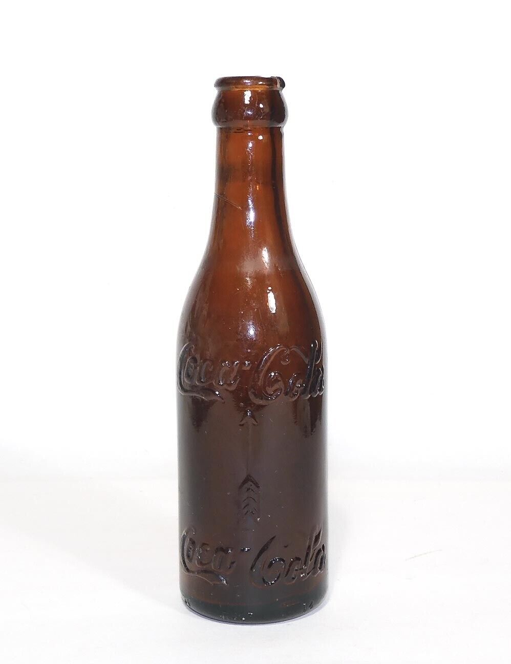 Early 1914 Amber Coca Cola Arrow Root Bottle Holly Springs MS