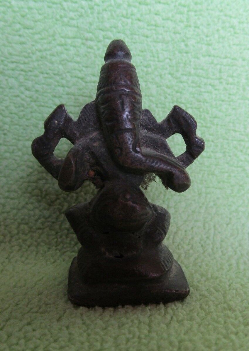 Rare original 1800 century antique hindu elephant god Ganesh brass statue decor