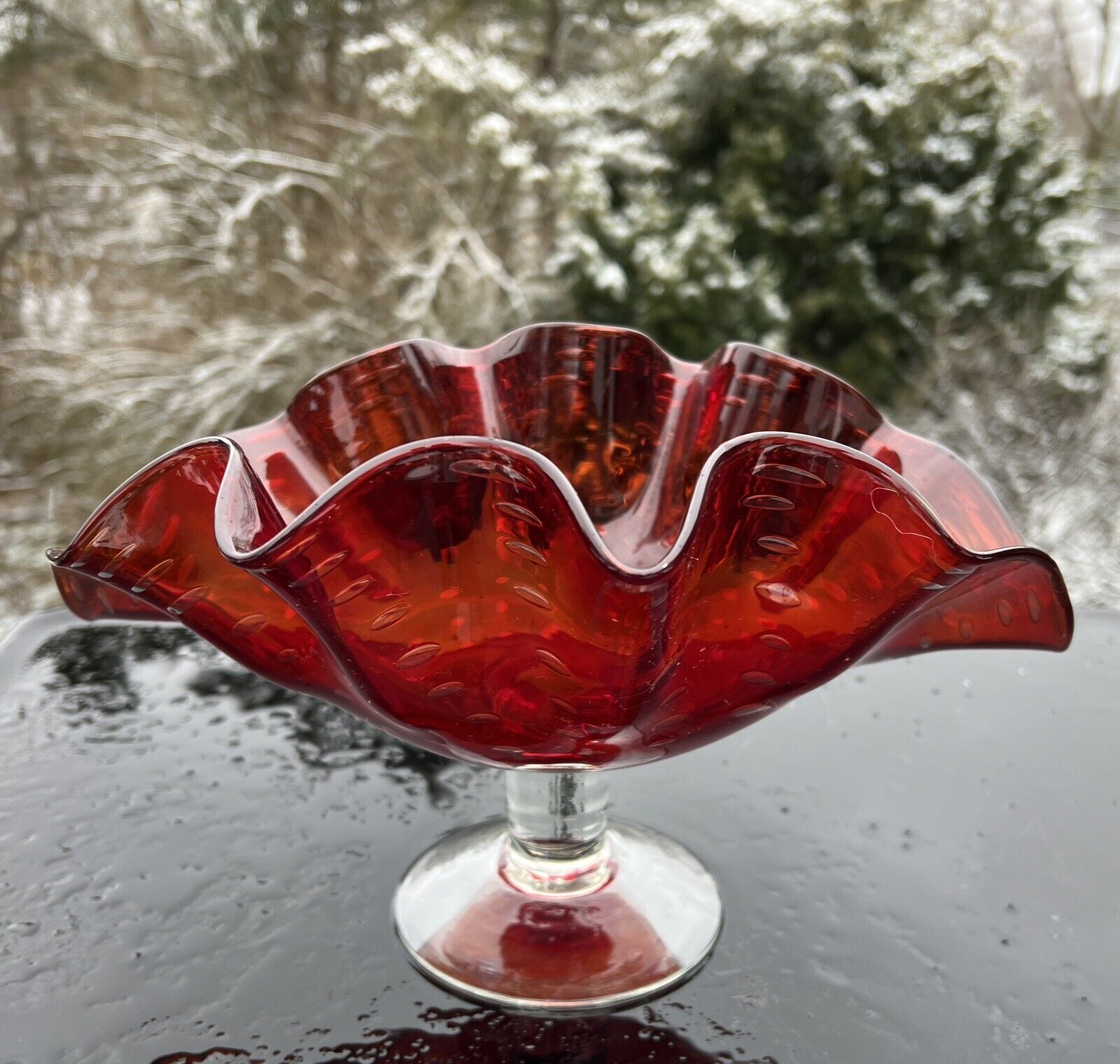 Wayne Husted Bischoff Art Glass Ruby Red Controlled 7\