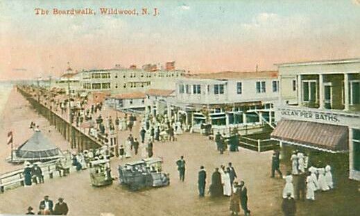 The Boardwalk Along Beach Wildwood New Jersey N.J. Mini Postcard Posted