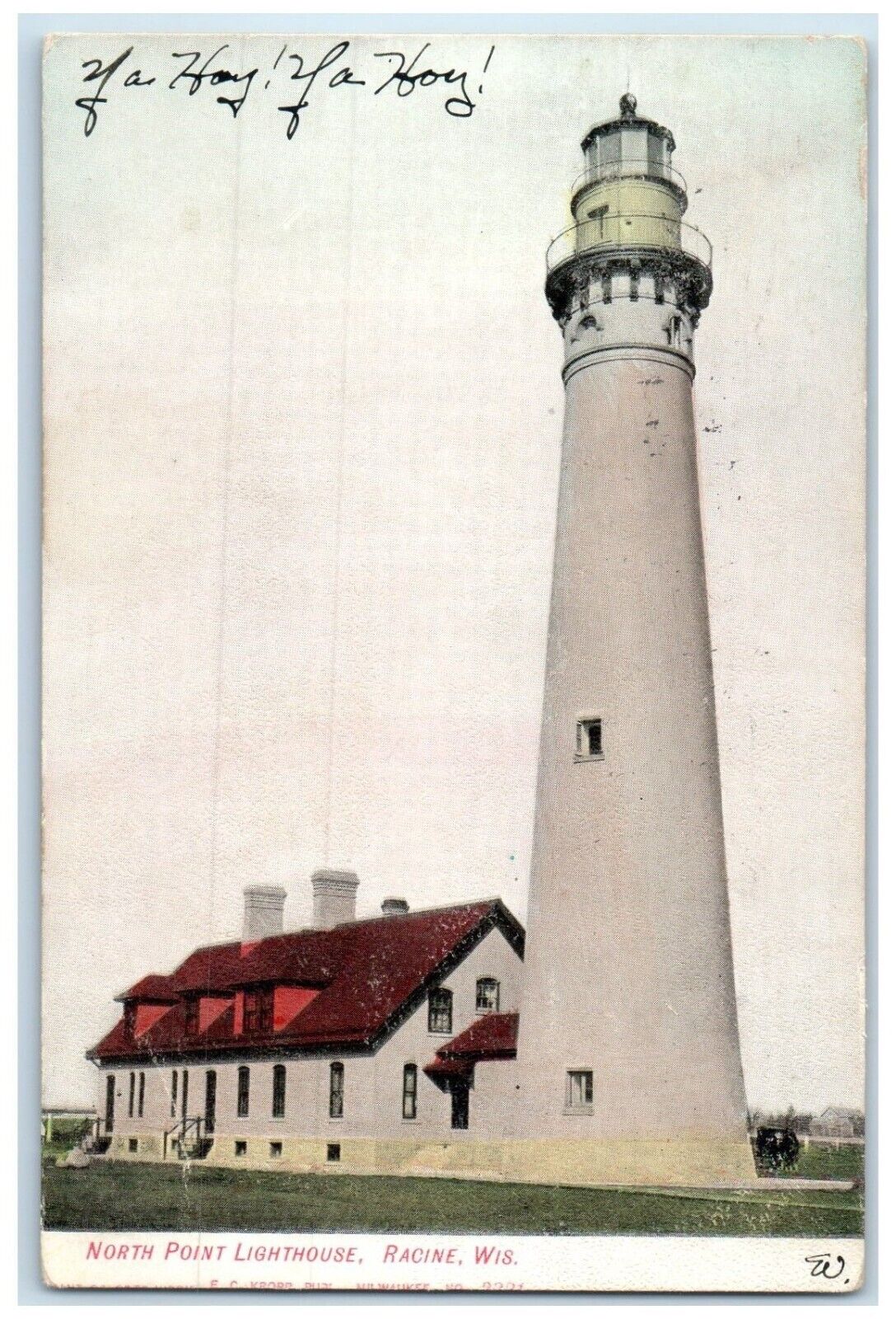 1906 North Point Lighthouse Racine Wisconsin WI Vintage Antique Posted Postcard