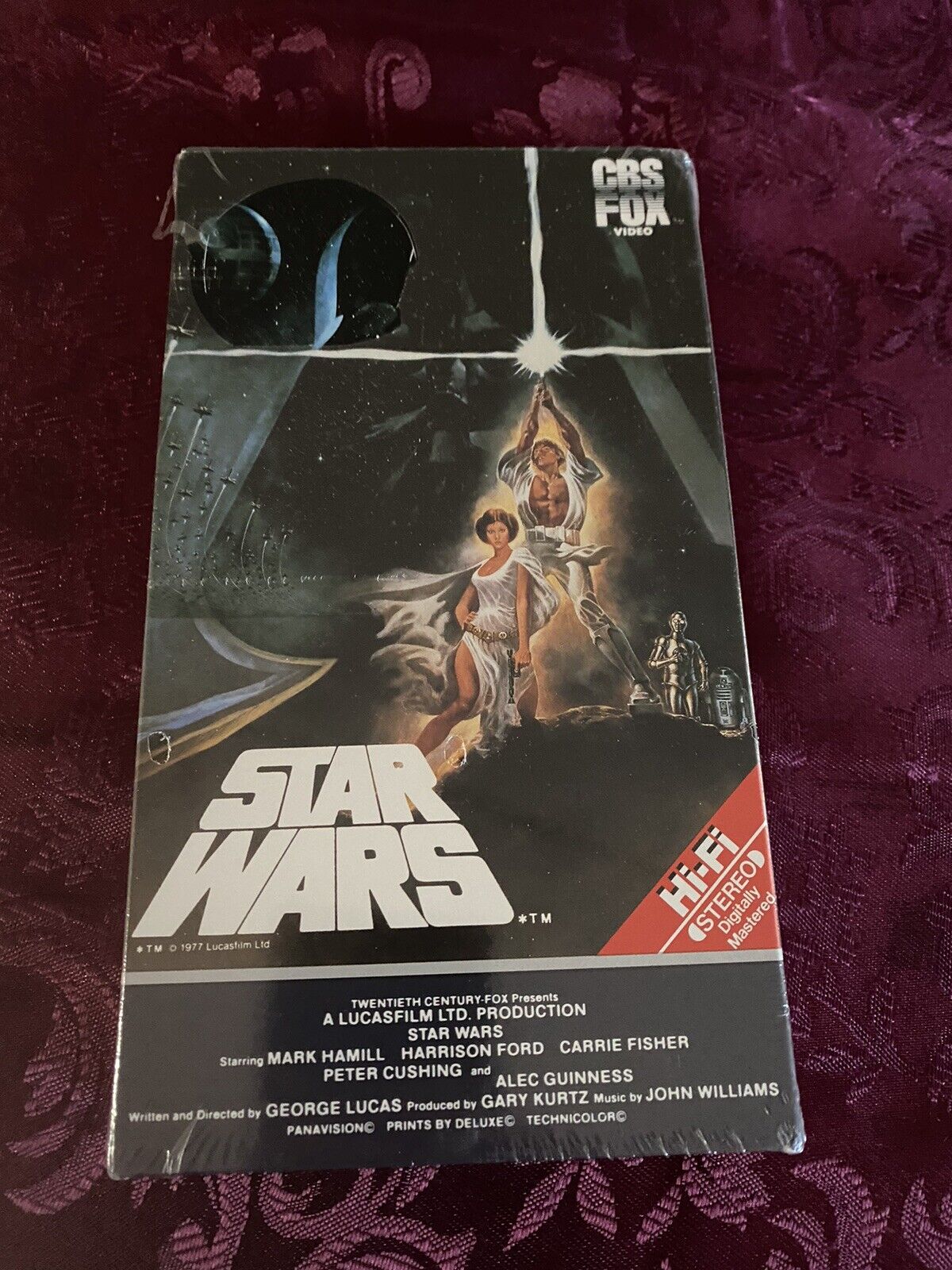 1984 VHS Star Wars Red Label WhiteBack CBS Fox Watermark SEALED -Sticker Cut Out