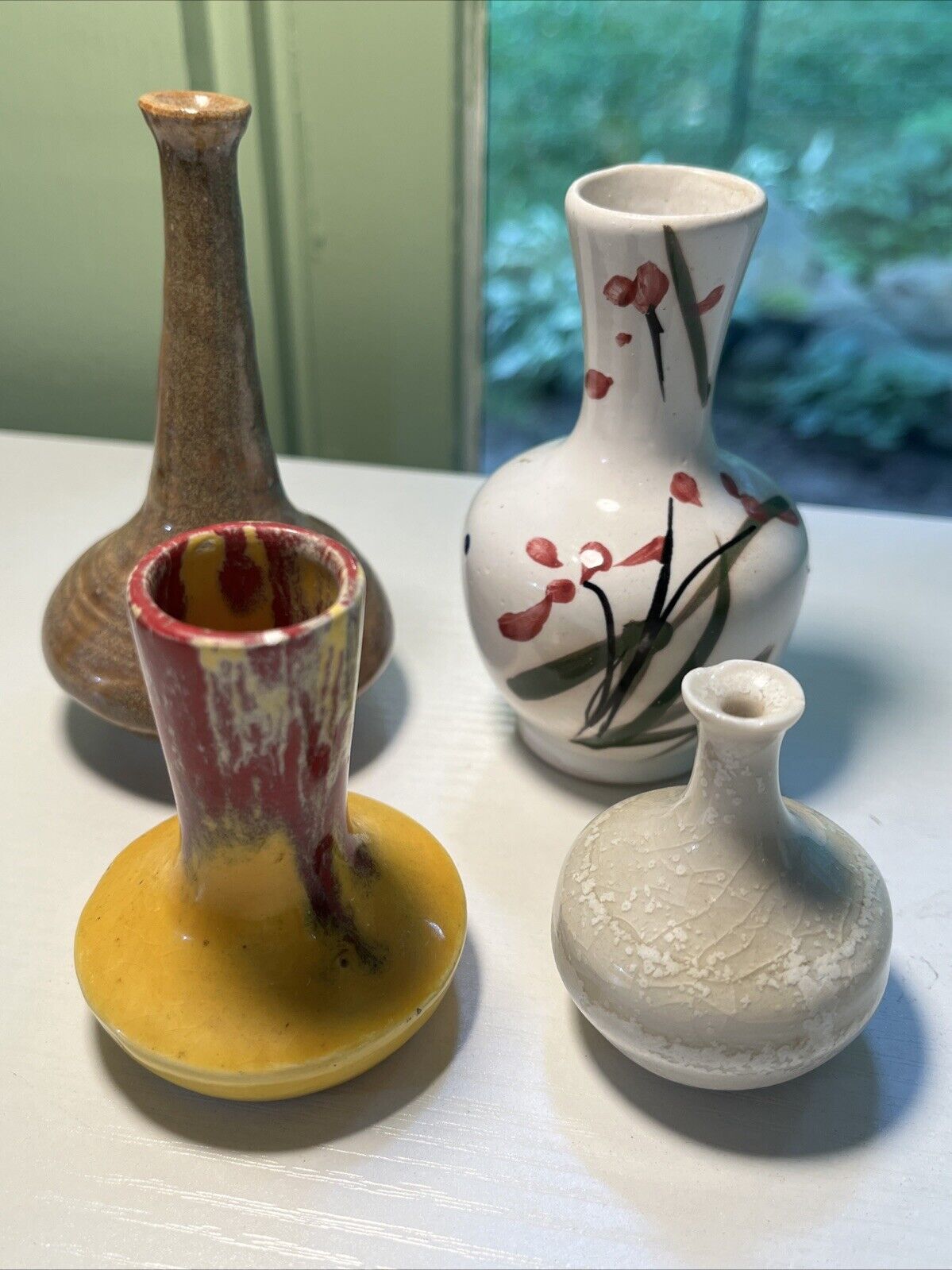 Mixed Lot of 4 Mini Vases Pottery Ceramic Porcelain 2”-4” Vintage