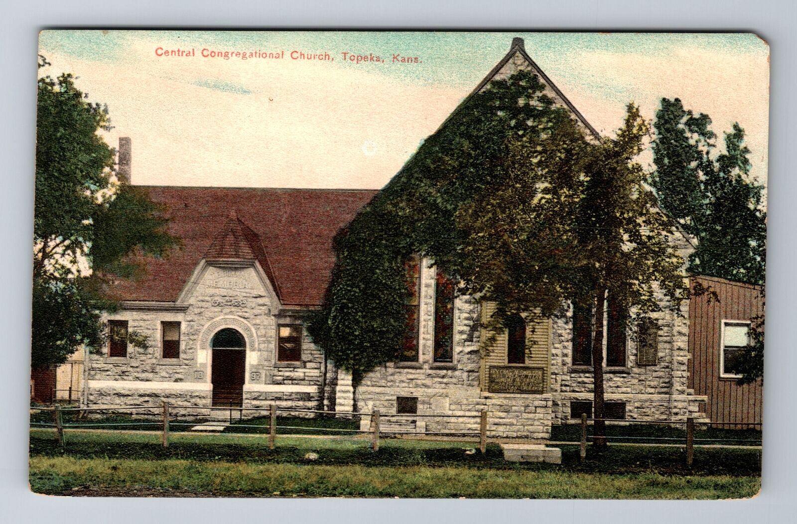 Topeka KS-Kansas, Central Congregational Church, Religion, Vintage Postcard