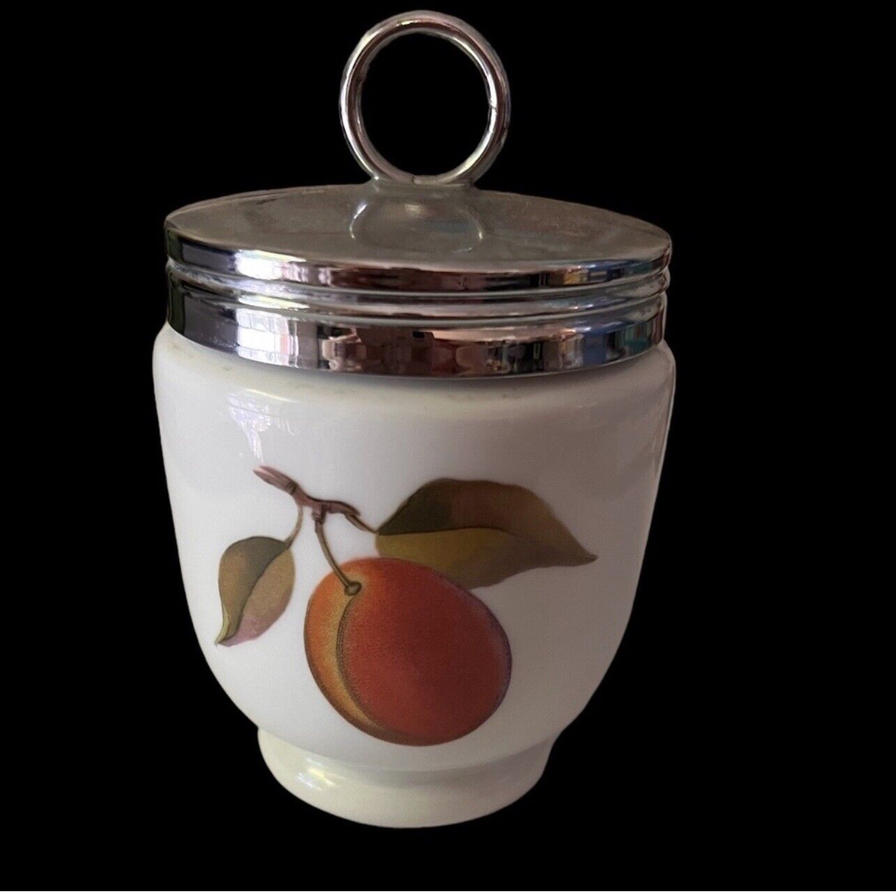 Vintage Royal Worcester Fine Porcelain Egg Coddler England Peach Berries