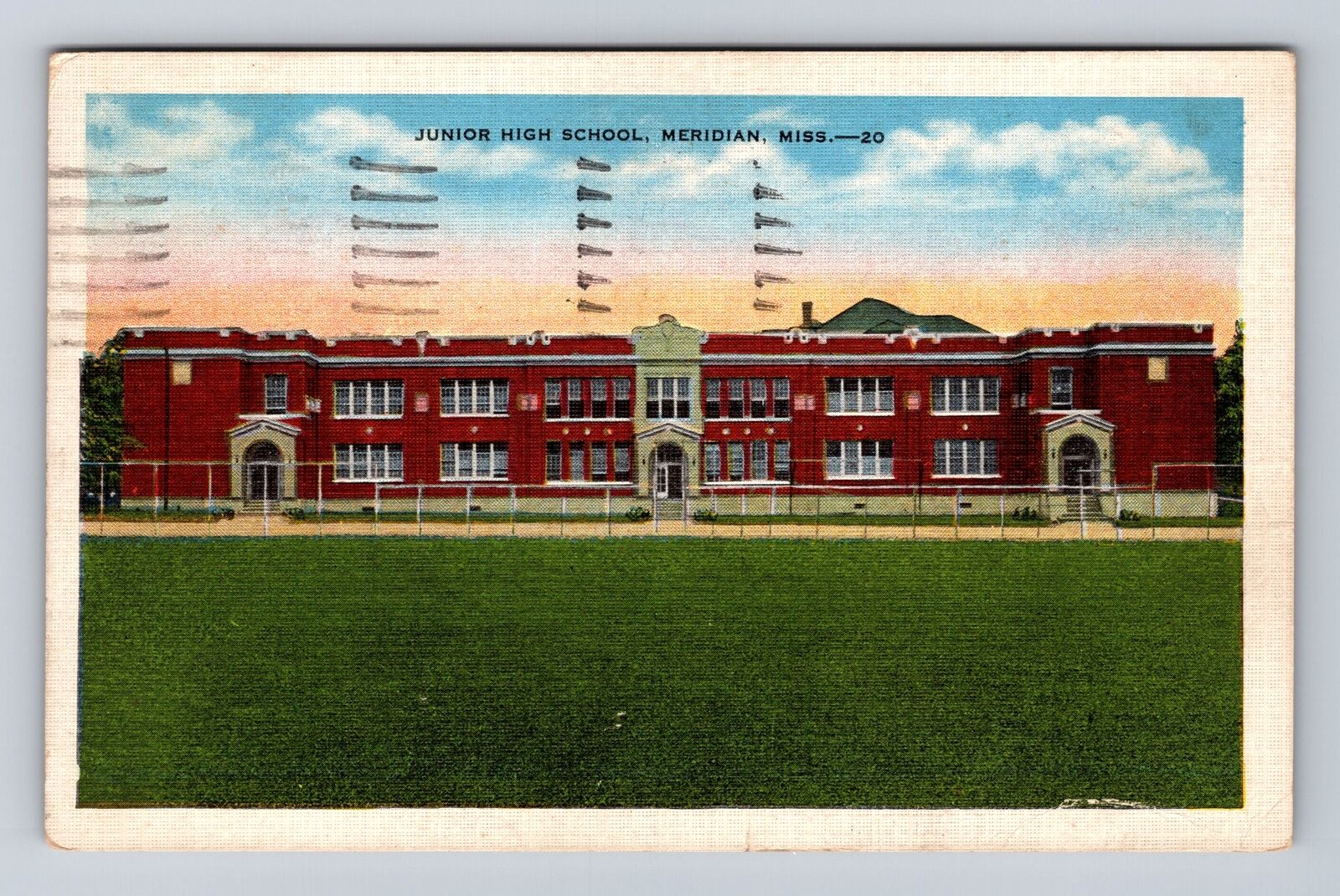 Meridian MS-Mississippi, Junior High School Building, Vintage c1937 Postcard