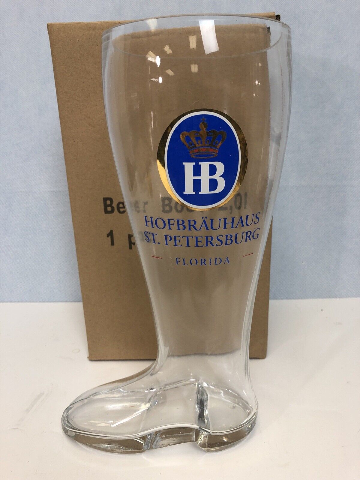 Hofbrauhaus HB Glass Beer Boot 2 Liter St.Petersburg Florida Octoberfest NEW