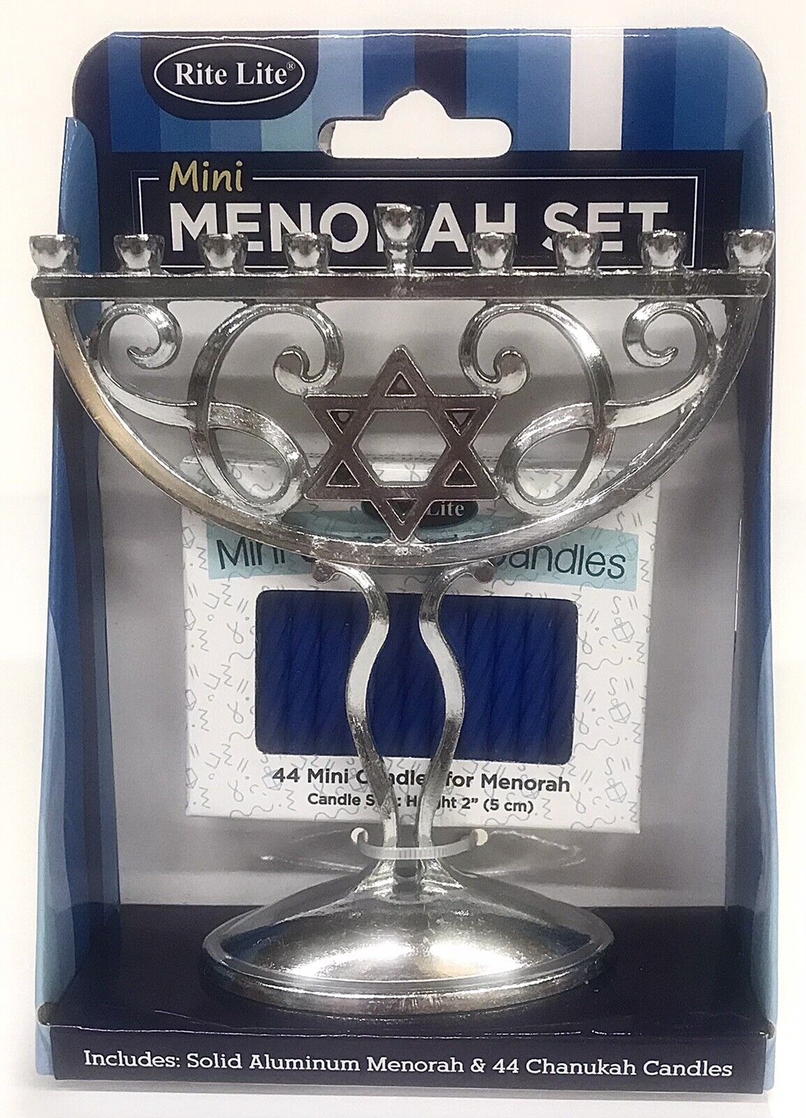 Mini Menorah Set: Solid Aluminum Menorah 4.75\