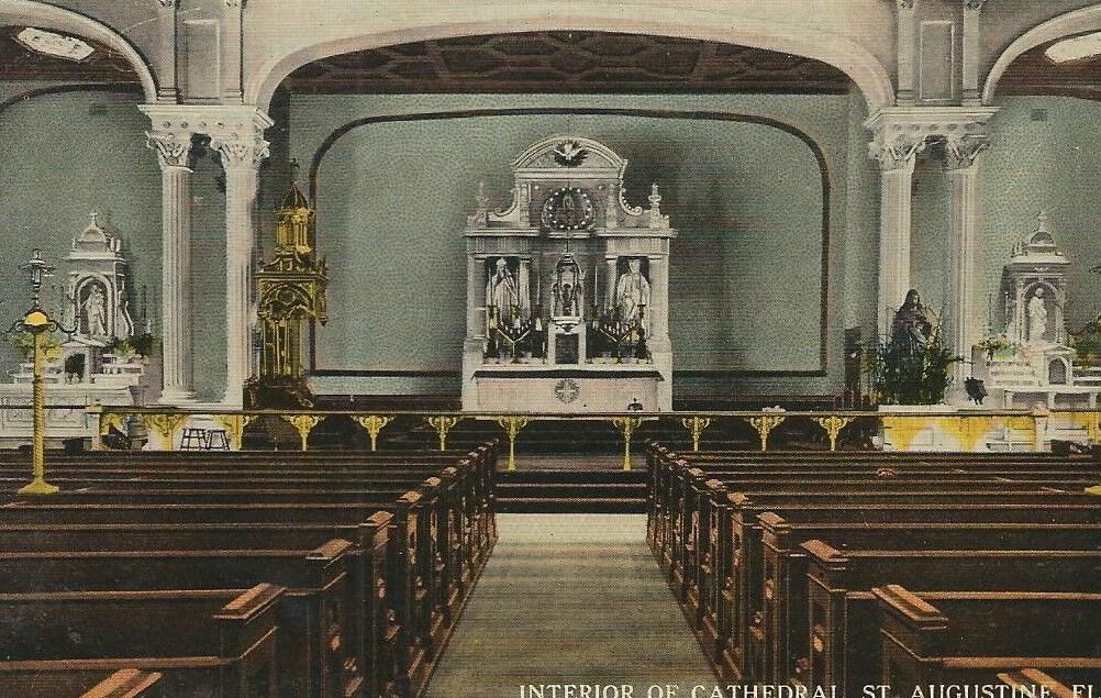 CE-071 FL, St. Augustine Interior of Cathedral Undivided Back Postcard Florida