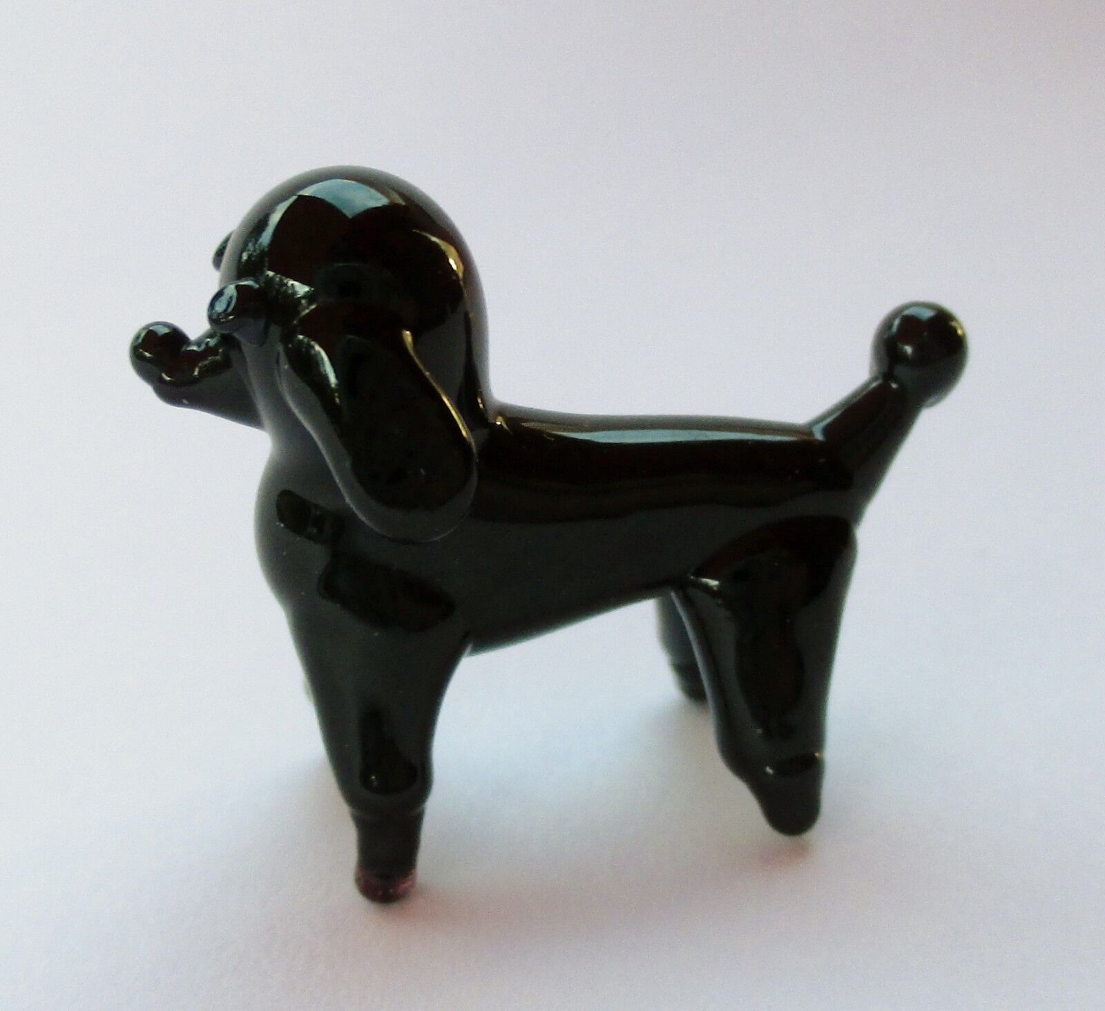 9KD Black Dog standard poodle GLASS MINIATURE Mini Animal figurine 1\