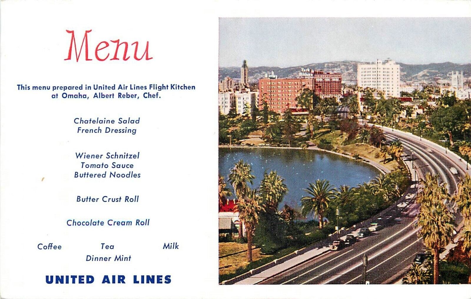 Postcard 1950s United Airline California Los Angeles Reber CA24-1953
