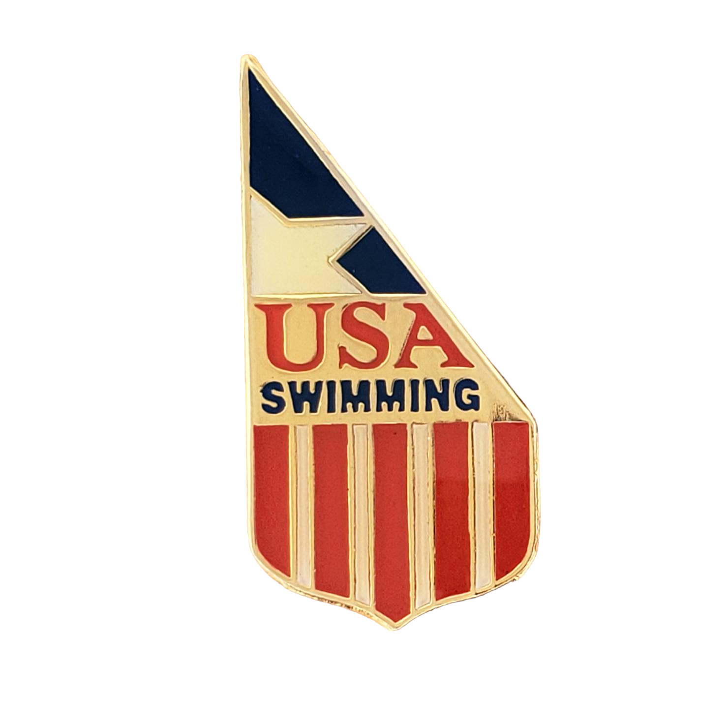 VTG USA Swimming Olympic Team Red White Blue Enamel Lapel Hat Pin Gold Tone