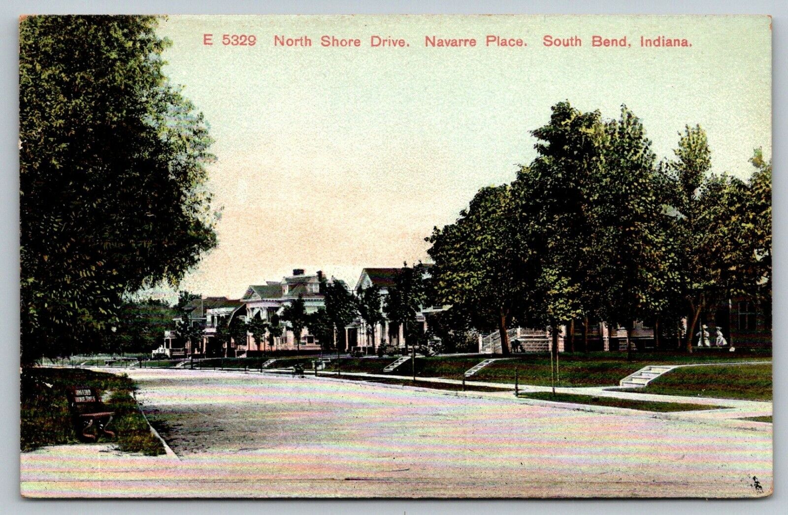 South Bend Indiana~North Shore Drive~Navarre Place Homes~c1910 Postcard
