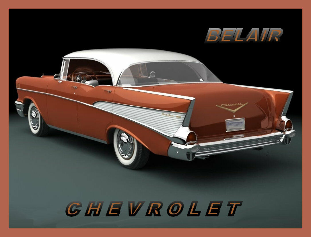1957 Chevrolet Belair 4 door hardtop, Refrigerator Magnet, 42 MIL