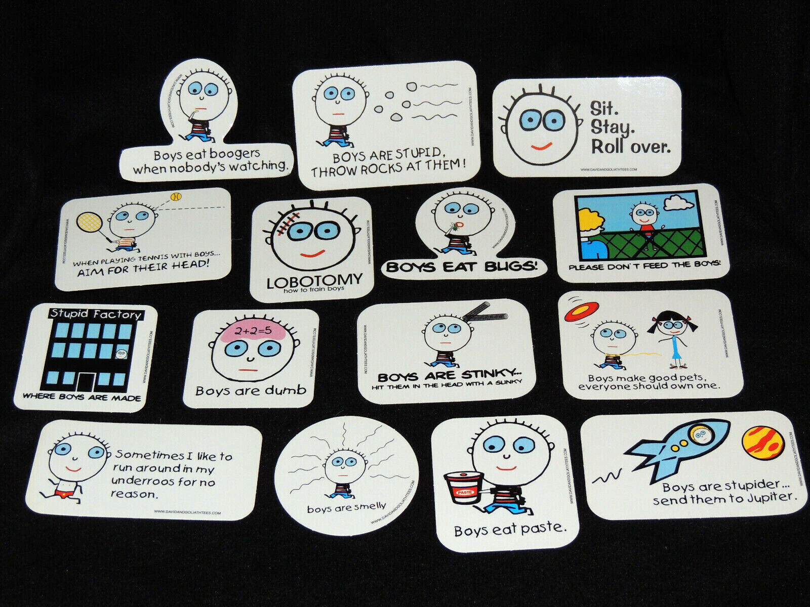 Boys Are Smelly Series 1 Stickers 2003 Complete Set of 15 - Die-Cut RARE VINTAGE