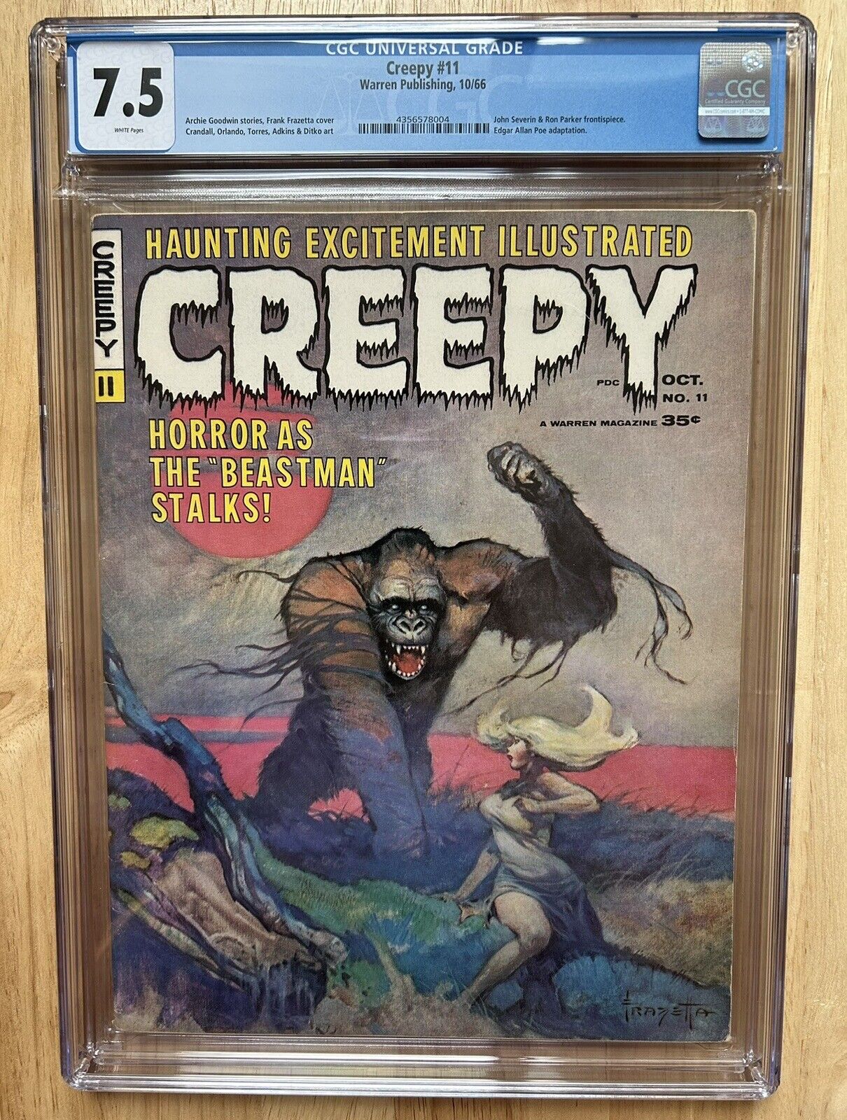 Creepy 11 CGC 7.5 Warren Magazine 1966 FRANK FRAZETTA Cover Ditko