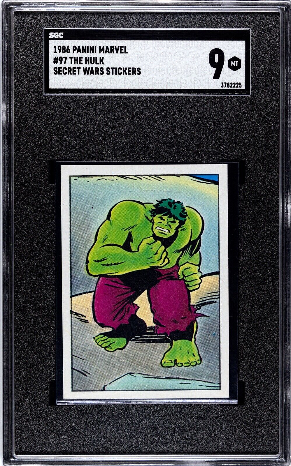 1986 Panini Marvel Secret Wars #97 Sticker The Incredible Hulk SGC Mint 9 Pop 1 