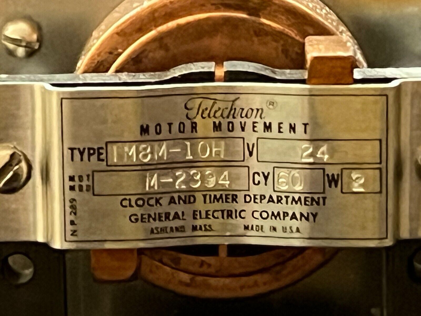 Vintage GE Telechron Timer  Movement Type IM8M-10H Model M-2394 24V