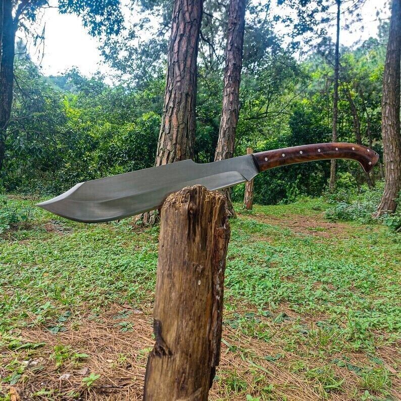 Custom Handmade Carbon Steel Blade Long Handed Machete Sword| Hunting Sword