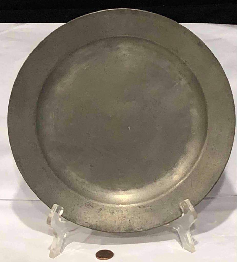 18th C. Antique English Pewter Plate, \