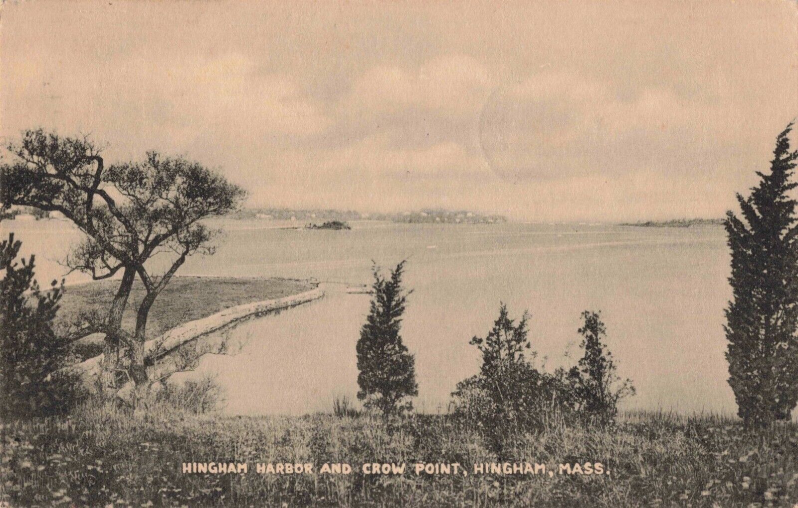 Hingham Harbor Crow Point Hingham Massachusetts MA c1940s Postcard