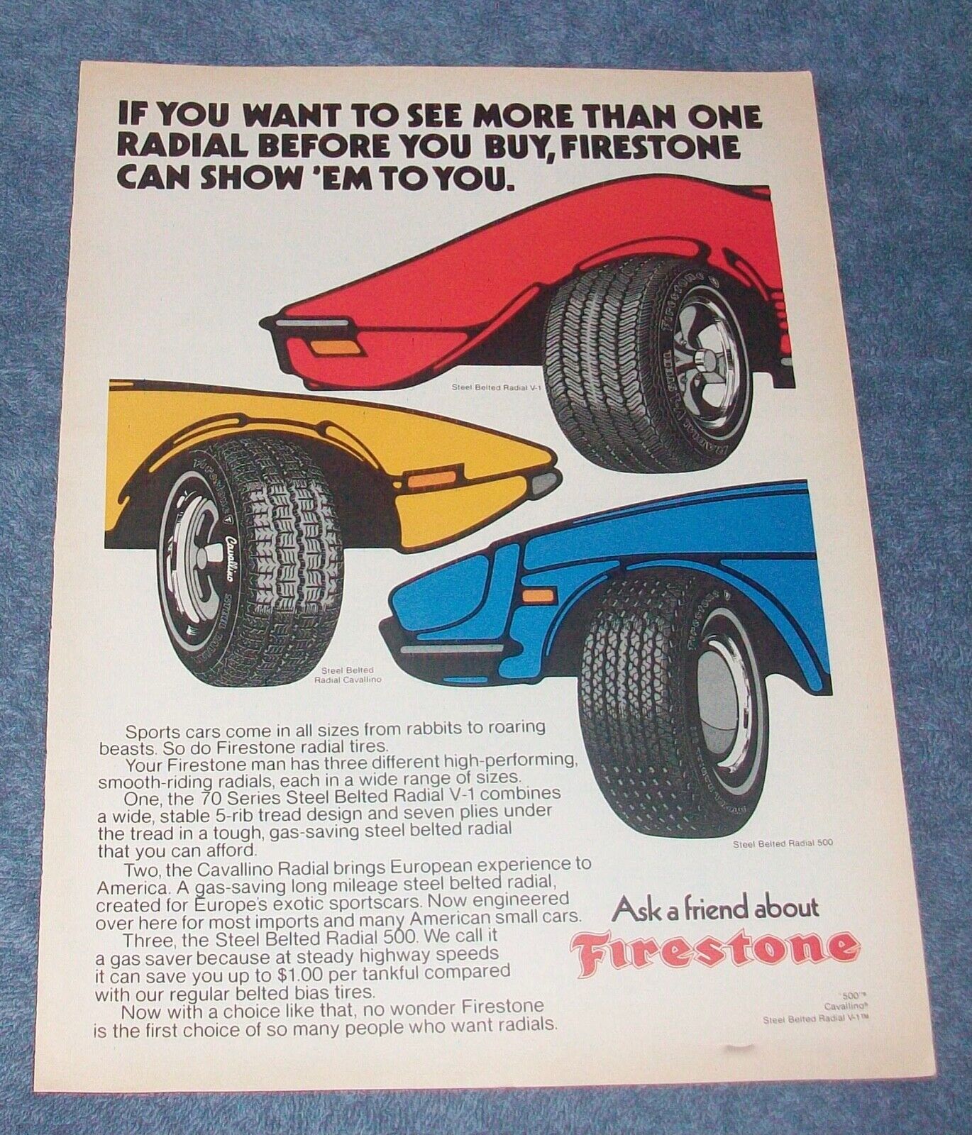 1976 Firestone Radial Tires Vintage Ad \