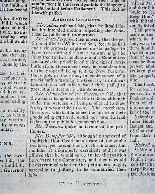 Very Early CALIFORNIA Monterey Bay Voyage 18th Century LETTER 1787 old Newspaper