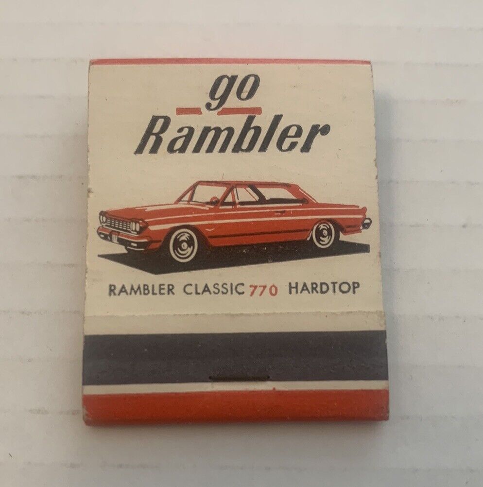 Vintage Rambler Classic 770 Hardtop Matchbook Ad Souvenir Matches Full Unstruck