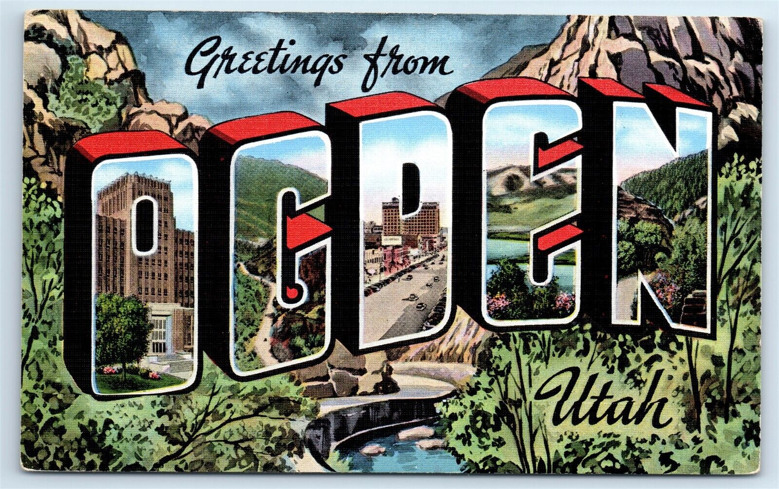 Postcard Greetings from Ogden, Utah large letter J199