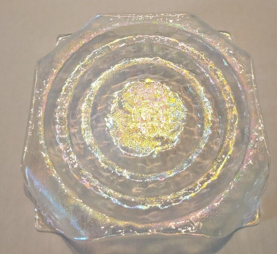 KHEOPS International Iridescent Art Glass Footed Candle Plate 5x5