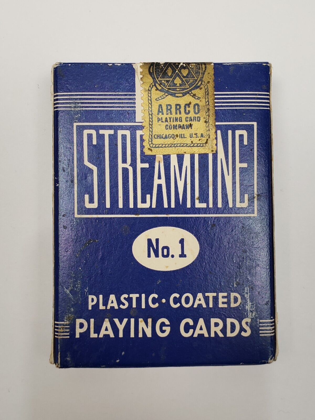 Vintage Streamline Playing Cards No. 1 Plastic Coated Blue Pack Sealed Box
