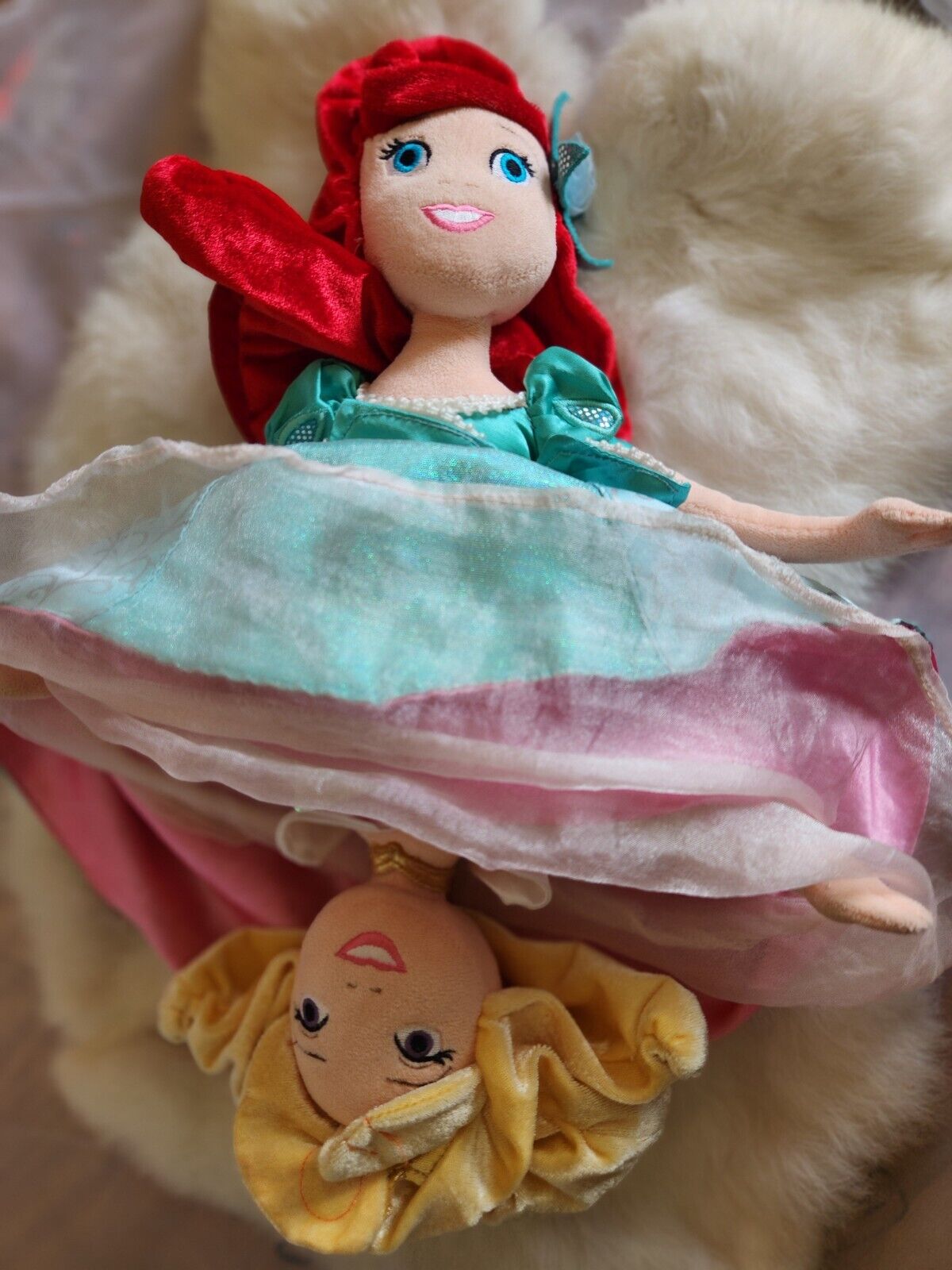 Disney Park Exclusive ARIEL & AURORA Doll Princess Reversible Topsy Turvy Flit