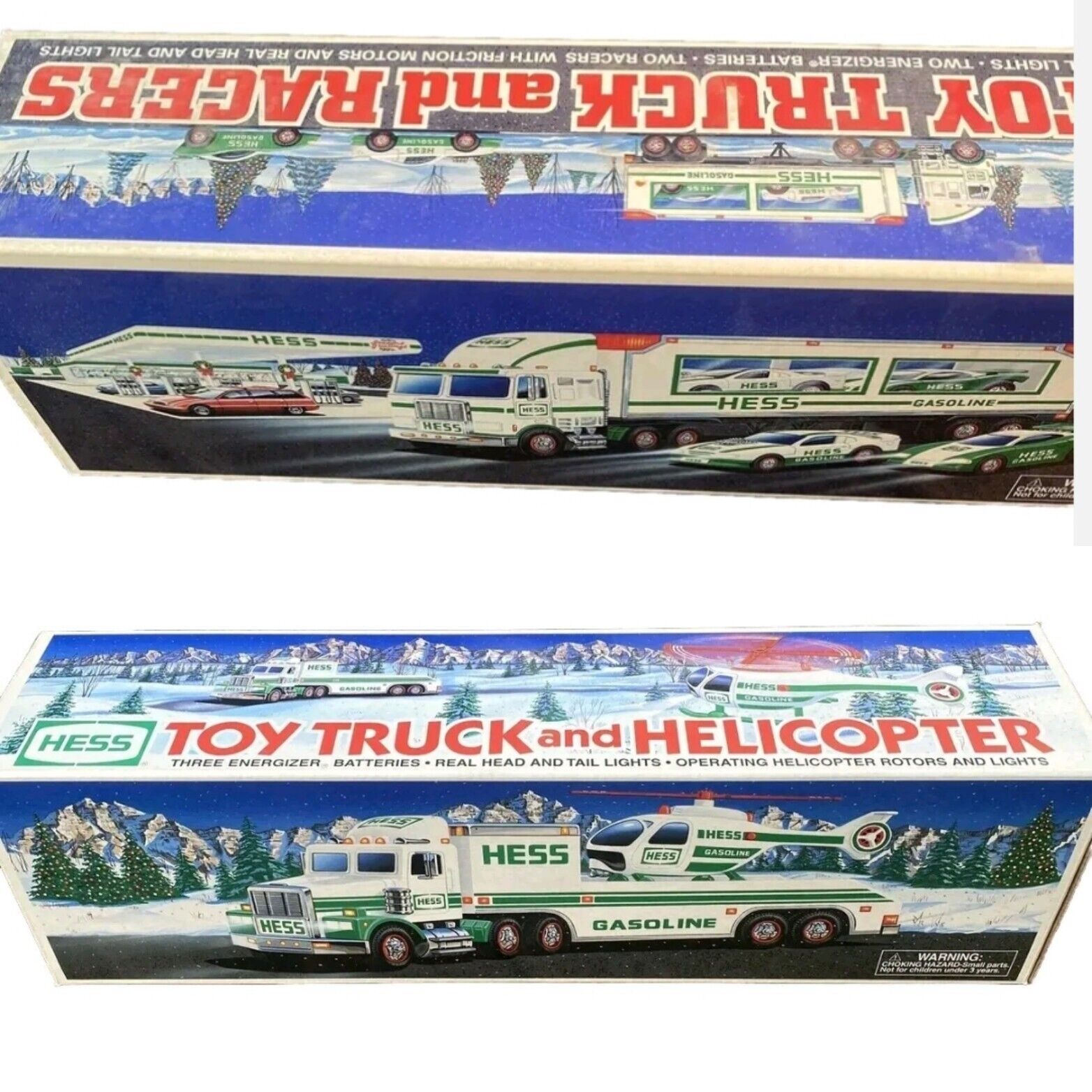 Duo Collection: 1997 Hess Toy Trucks - Helicopter & Racers, New