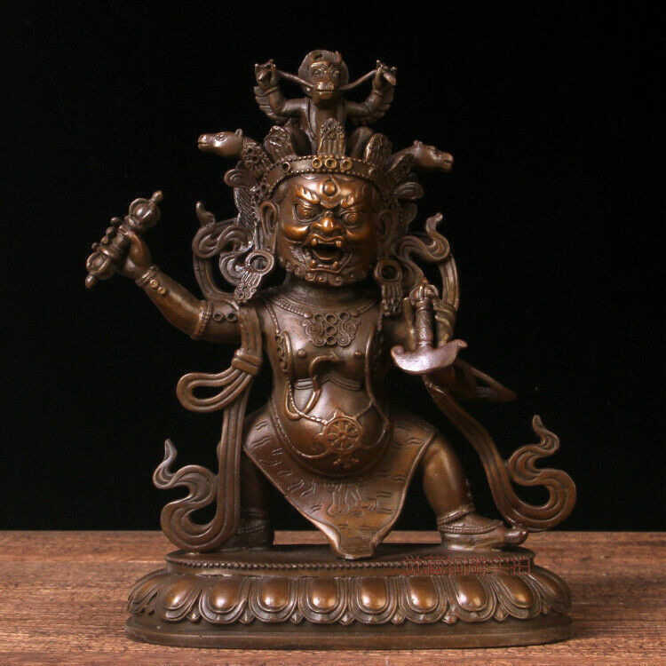10'' China copper Tibet Protector Mahakala Buddha Bronze Statues