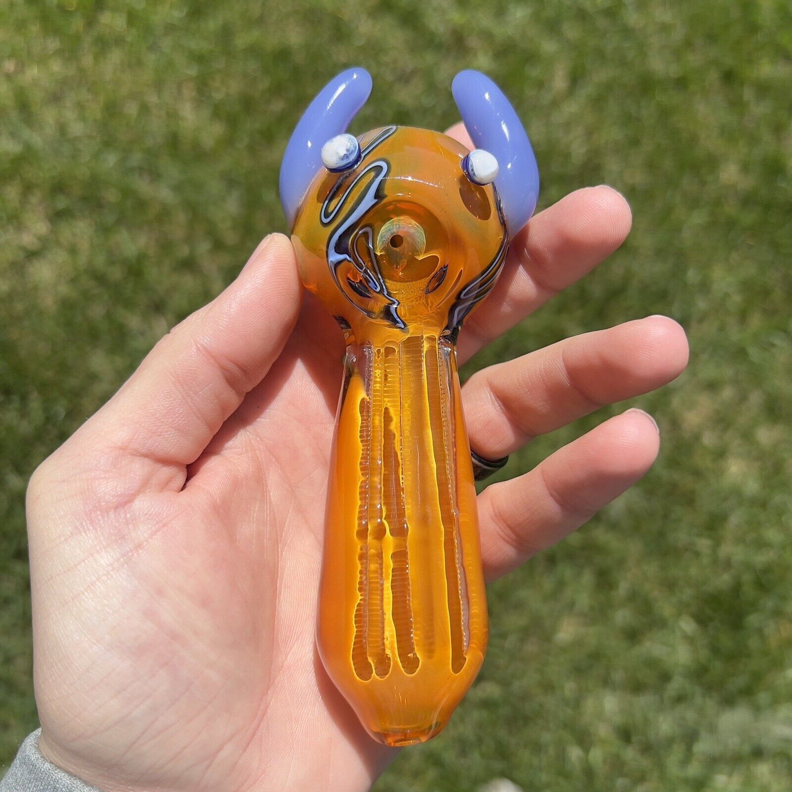 Heavy Thick Glass Pipe Bowl Smoking Tobacco Bowl Gold Fumed - 5.5\