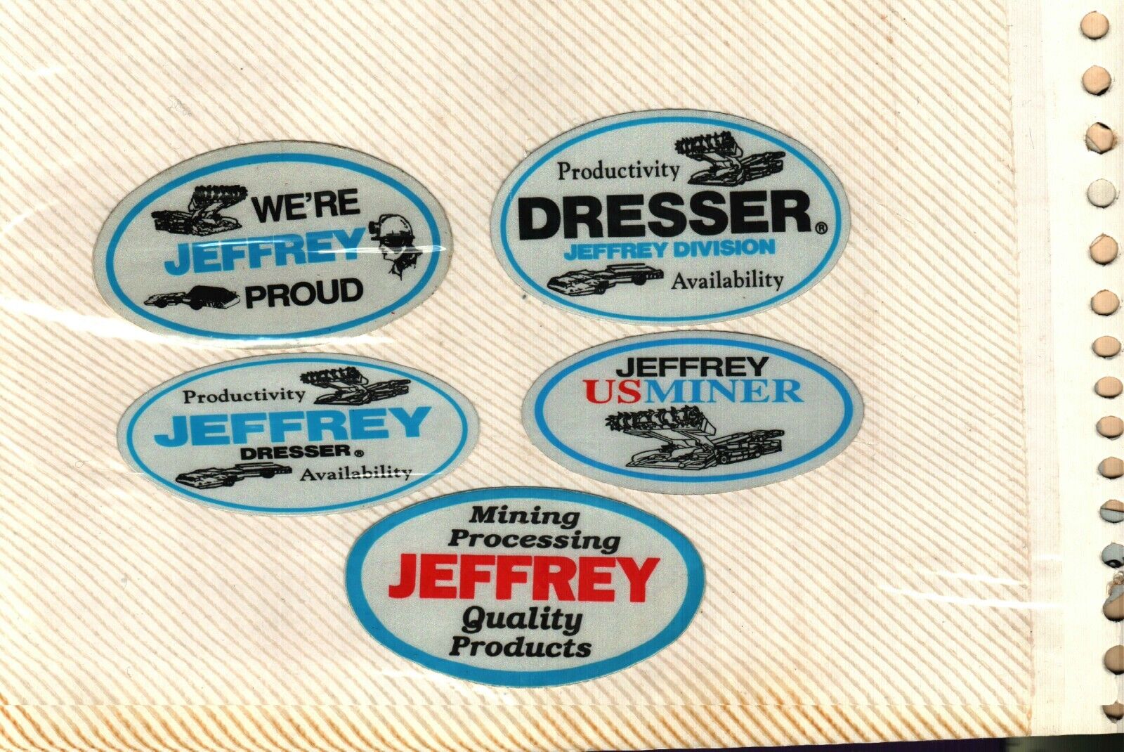 NICE LOT OF 5 DIFFERENT JEFFREY DRESSER COAL MINING STICKERS # 30
