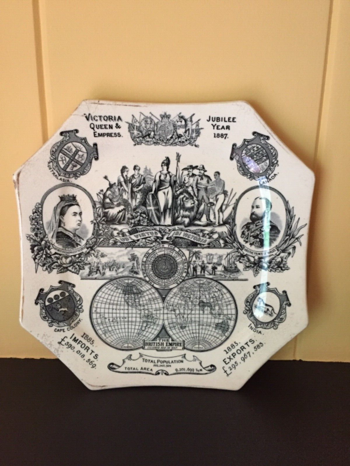 queen victoria jubilee plate 1887 england canada souvenir commemorative