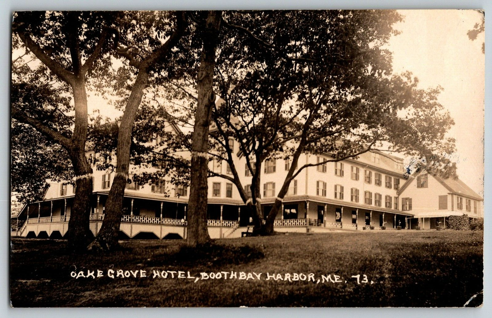 RPPC Real Photo Postcard - Maine, Boothbay Harbor - Cake Grove Hotel - Posted
